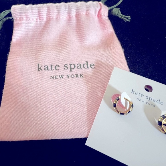 Kate Spade Black and Gold Hoop Earrings - Picture 4 of 6
